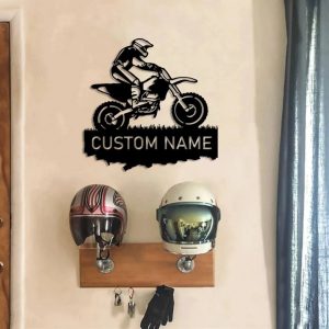 Custom Motocross Dirt Bike Metal Art Personalized Metal Name Signs Gift for Biker Garage Decor 1