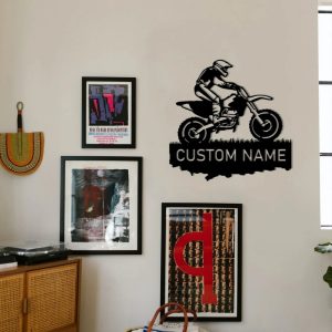 Custom Motocross Dirt Bike Metal Art Personalized Metal Name Signs Gift for Biker Garage Decor 3