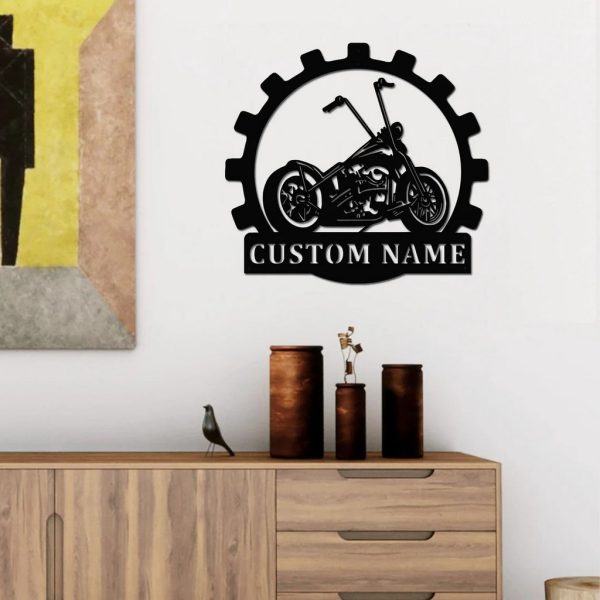 Custom Motorcycle Garage Metal Art Personalized Metal Name Signs Herley Davidson Motor Gift for Biker
