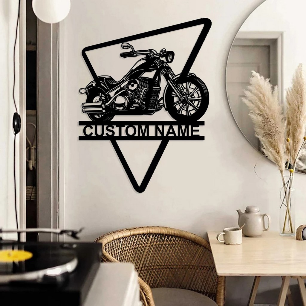 Custom Motorcycle Metal Art Harley Davidson Personalized Metal Name Sign Biker Lover Gift