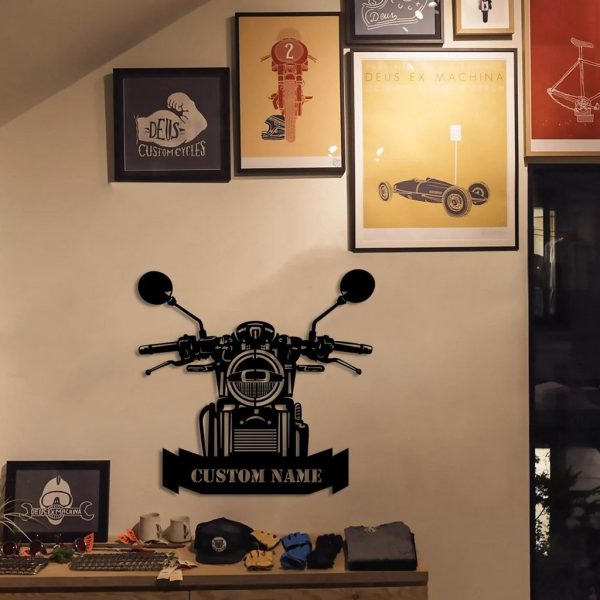 Custom Motorcycle Metal Wall Art Harley Davidson Fan Personalized Metal Name Sign Gift for Biker Garage Decor