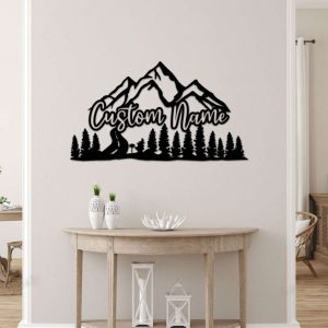 Custom Mountain and Forest Camping Metal Sign Personalized Hill and Trees Metal Sign Camping Nature Decor