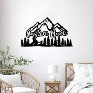 Custom Mountain and Forest Camping Metal Sign Personalized Hill and Trees Metal Sign Camping Nature Decor 3