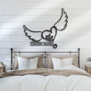 Custom Pet Wings Memorial Metal Wall Art Personalized Cat Dog Remember Name Sign 2