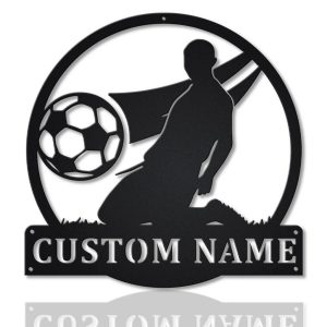 Custom Soccer Player Metal Art Personalized Metal Name Signs Football Sign Decoration for Room 1