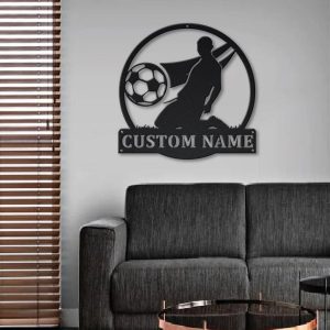 Custom Soccer Player Metal Art Personalized Metal Name Signs Football Sign Decoration for Room 3