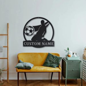 Custom Soccer Player Metal Art Personalized Metal Name Signs Football Sign Decoration for Room 4