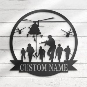 Custom US Soldier Helicopter Military Metal Wall Art Personalized Metal Name Sign Gift for Veteran 1 1