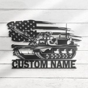 Custom US Tank Soldier Military Metal Wall Art Personalized Metal Name Sign Gift for Veteran 1