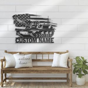 Custom US Tank Soldier Military Metal Wall Art Personalized Metal Name Sign Gift for Veteran 2