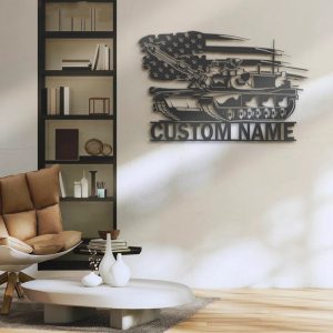 Custom US Tank Soldier Military Metal Wall Art Personalized Metal Name Sign Gift for Veteran 3