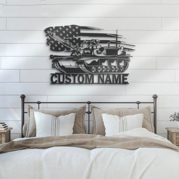 Custom US Tank Soldier Military Metal Wall Art Personalized Metal Name Sign Gift for Veteran