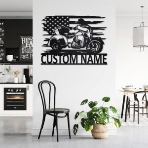 Custom US Trike Motorcycle Metal Wall Art Personalized Metal Name Signs Garage Decor Gift for Biker 3