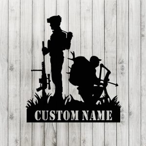 Custom Veteran Salute Soldier Sign Personalized Metal Name Signs Veterans Day Gift