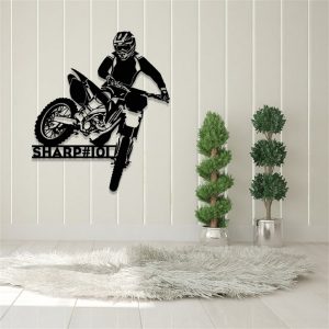 Dirt Bike Metal Art Personalized Biker Name Sign Motocross Rider Gift Home Decor 2