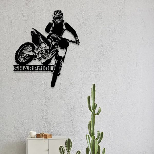 Dirt Bike Metal Art Personalized Biker Name Sign Motocross Rider Gift Home Decor