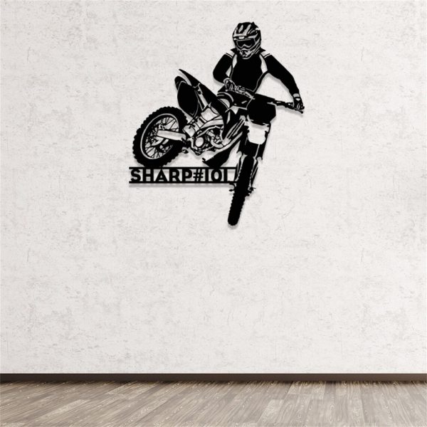 Dirt Bike Metal Art Personalized Biker Name Sign Motocross Rider Gift Home Decor