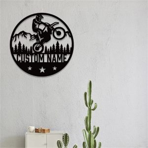 Dirt Bike Metal Art Personalized Biker Name Sign Motorcycle Garage Decor 5