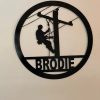 Electrical Lineman Metal Art Personalized Metal Name Sign Decor Home Gifts for Dad 1