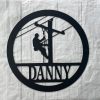 Electrical Lineman Metal Art Personalized Metal Name Sign Decor Home Gifts for Dad 2