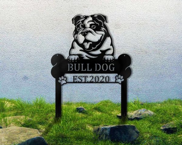 English Bulldogs Welcome Stakes Perfect Gift for Dog Owner Pet Lover Personalized Metal Signs Housewarming Gift