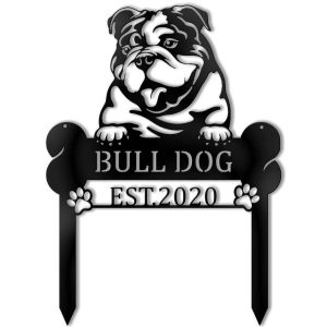 English Bulldogs Welcome Stakes Perfect Gift for Dog Owner Pet Lover Personalized Metal Signs Housewarming Gift 2