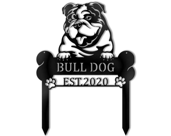 English Bulldogs Welcome Stakes Perfect Gift for Dog Owner Pet Lover Personalized Metal Signs Housewarming Gift