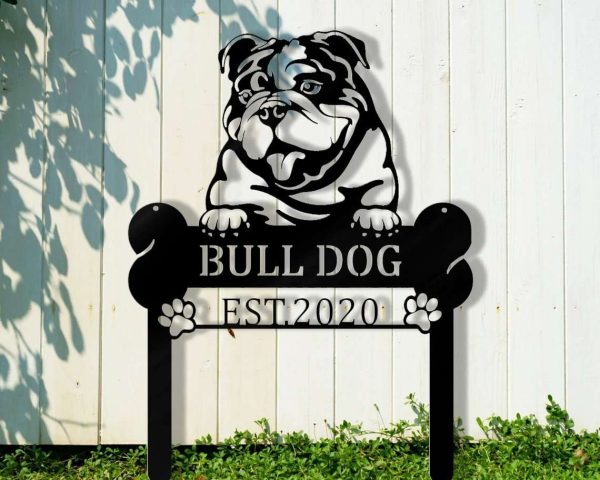 English Bulldogs Welcome Stakes Perfect Gift for Dog Owner Pet Lover Personalized Metal Signs Housewarming Gift