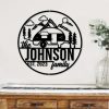 Family Camping Car Vintage Trailer Metal Wall Art Custom Laser Cut Metal Signs Happy Camper Name Sign Camping Decoration Campers Gift 2