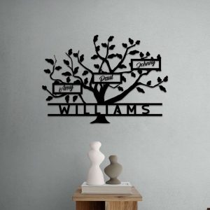 Family Tree Name Sign Metal Wall Art Personalized Metal Signs Personalized Gifts New Hom Housewarming Gift 1