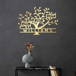 Family Tree Name Sign Metal Wall Art Personalized Metal Signs Personalized Gifts New Hom Housewarming Gift 3