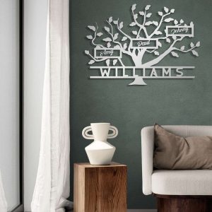 Family Tree Name Sign Metal Wall Art Personalized Metal Signs Personalized Gifts New Hom Housewarming Gift 4