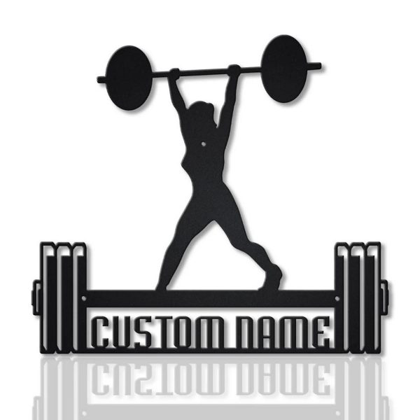 Female Bodybuilder Metal Art Personalized Metal Name Signs Fistness Wall Art Gym Room Decoration