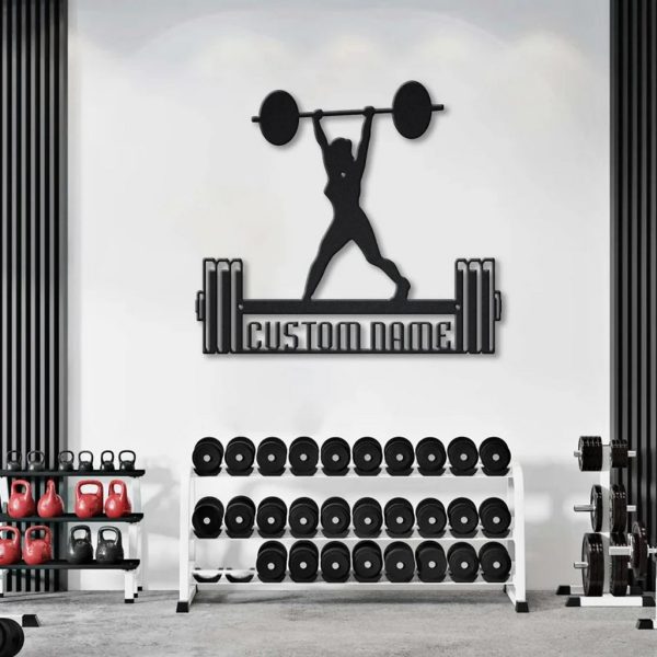 Female Bodybuilder Metal Art Personalized Metal Name Signs Fistness Wall Art Gym Room Decoration