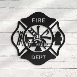 Firefighter Maltese Cross Personalized Metal Signs Custom Fireman Name Sign Home Decor Fire Department 3