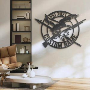 Fish Duck Hunting Metal Wall Art Personalized Hunter Name Signs Hunting Sign Cabin Decoration Gift for Hunter 3