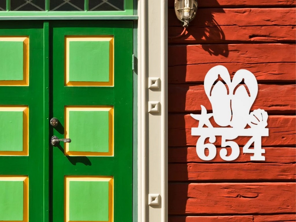 Flip Flops Metal Art Custom House Number Sign Address Signs Beach House Decoration