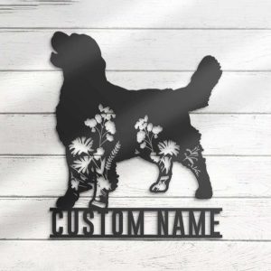 Floral Golden Retriever Personalized Metal Signs Dog Lover Name Sign Golden Retriever Wall Art 1