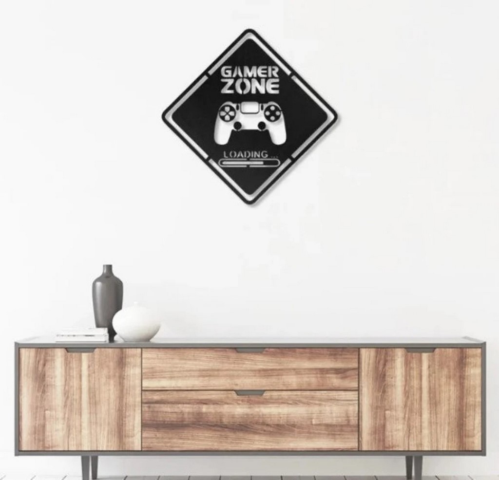 Game Zone Wall Decor Personalized Game Controller Sign Laser Cut Metal Signs Gaming Room Decoration