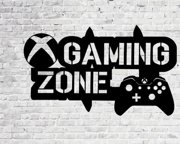 Gaming Zone Metal Wall Art Laser Cut Metal Sign Video Game Signs Wall Decor for Gamers