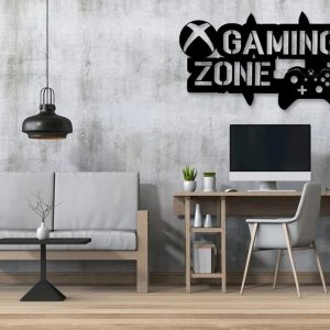 Gaming Zone Metal Wall Art Laser Cut Metal Sign Video Game Signs Wall Decor for Gamers