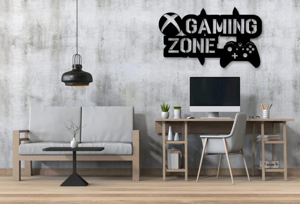 Gaming Zone Metal Wall Art Laser Cut Metal Sign Video Game Signs Wall Decor for Gamers