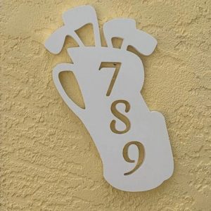 Golf Bag Metal Art Custom House Number Sign Address Signs