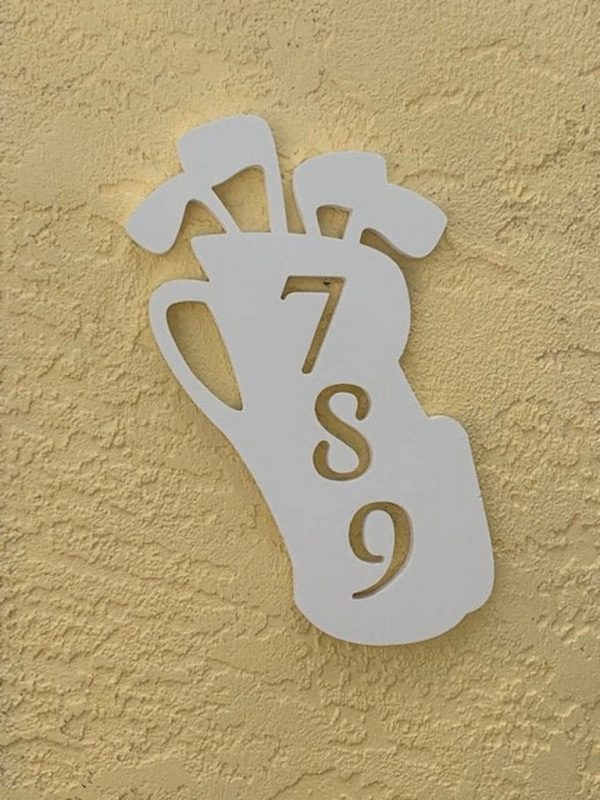 Golf Bag Metal Art Custom House Number Sign Address Signs