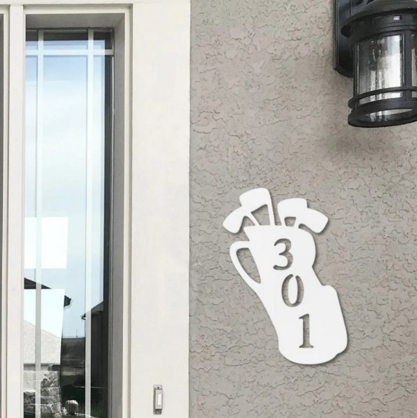 Golf Bag Metal Art Custom House Number Sign Address Signs