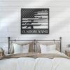 Gun American Flag Metal Wall Art Personalized Metal Name Sign Patriots Day Decoration 4 1