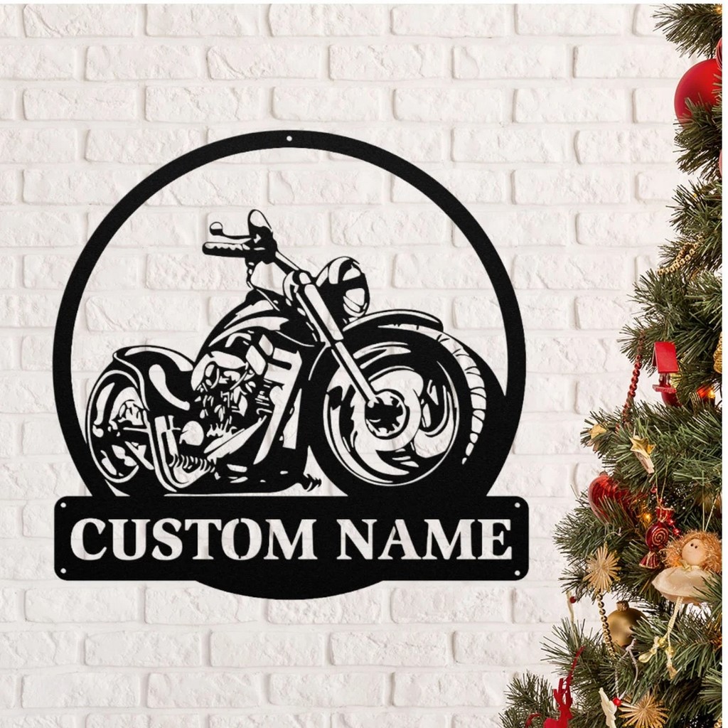 Harley Davidson Motorcycle Metal Art Personalized Metal Name Sign Mancave Decor Gift for Man, Dad