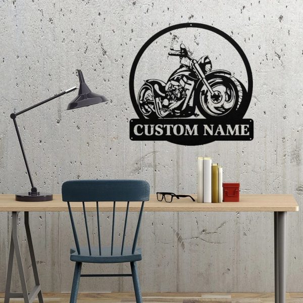 Harley Davidson Motorcycle Metal Art Personalized Metal Name Sign Mancave Decor Gift for Man, Dad