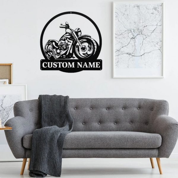 Harley Davidson Motorcycle Metal Art Personalized Metal Name Sign Mancave Decor Gift for Man, Dad