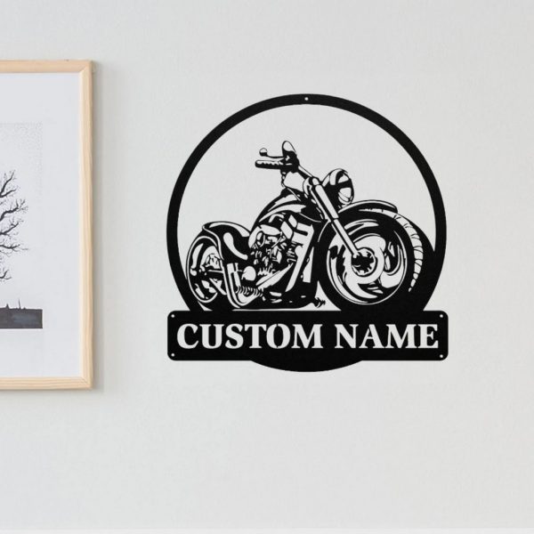 Harley Davidson Motorcycle Metal Art Personalized Metal Name Sign Mancave Decor Gift for Man, Dad